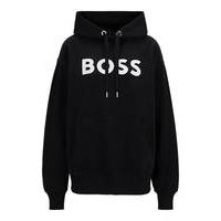 Cotton-blend hoodie with contrast logo, Hugo boss