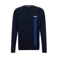 Cotton-terry sweatshirt with logo and stripe prints, Hugo boss