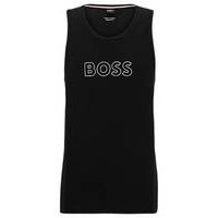 Tank top in cotton jersey with outline logo, Hugo boss