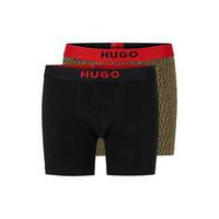 Two-pack of stretch-cotton boxer briefs with logos, Hugo boss