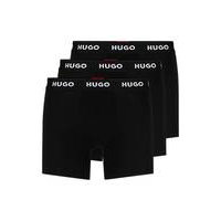 Three-pack of stretch-cotton boxer briefs with logo waistbands, Hugo boss