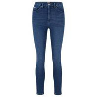 High-waisted jeans in blue power-stretch denim, Hugo boss