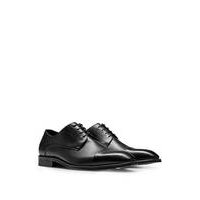 Leather Derby lace-up shoes with embossed logo, Hugo boss
