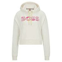 Cotton-blend relaxed-fit hoodie with printed logo, Hugo boss