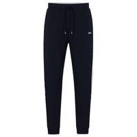 Cotton-blend tracksuit bottoms with stripe and logo prints, Hugo boss