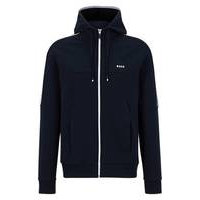Cotton-blend zip-up hoodie with contrast trims, Hugo boss