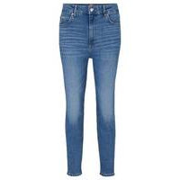 High-waisted cropped jeans in blue comfort-stretch denim, Hugo boss