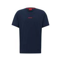Stretch-cotton jersey pyjama T-shirt with red logo, Hugo boss