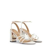 Nappa-leather sandals with block heel and straps, Hugo boss