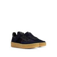 Suede lace-up trainers with backtab logo, Hugo boss