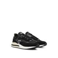 Mixed-material lace-up trainers with suede trims, Hugo boss