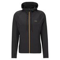 Active-stretch zip-up hoodie with decorative reflective pattern, Hugo boss