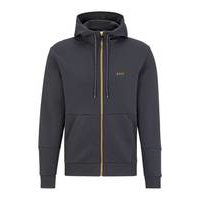 Cotton-blend zip-up hoodie with embroidered logo, Hugo boss