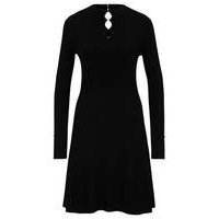 Long-sleeved dress with feature neckline in stretch yarns, Hugo boss