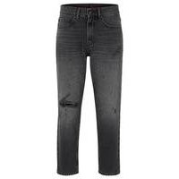 Regular-fit jeans in grey rigid denim, Hugo boss