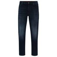 Tapered-fit jeans in blue comfort-stretch denim, Hugo boss