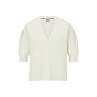 V-neck sweater with puff sleeves, Hugo boss