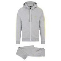 Cotton-blend regular-fit tracksuit with striped tape, Hugo boss