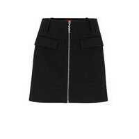 Jersey mini skirt with front zip and branded puller, Hugo boss