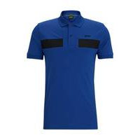 Cotton-blend slim-fit polo shirt with striped tape, Hugo boss