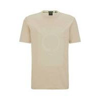 Stretch-cotton T-shirt with printed and embroidered artwork, Hugo boss