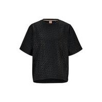 Oversized-fit T-shirt in monogrammed stretch cotton, Hugo boss