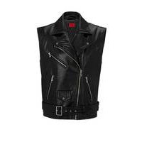 Relaxed-fit biker-style sleeveless jacket in faux leather, Hugo boss