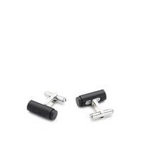 Black-aluminium cufflinks with cylindrical cord-stopper design, Hugo boss