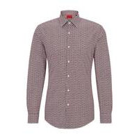 Slim-fit shirt in printed cotton poplin, Hugo boss