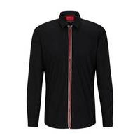 Modern-fit easy-iron cotton shirt with zip closure, Hugo boss