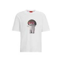 Cotton-jersey relaxed-fit T-shirt with mushroom prints, Hugo boss