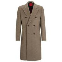 Double-breasted slim-fit coat in a wool blend, Hugo boss