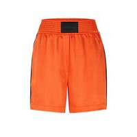 Satin shorts with logo label and side stripes, Hugo boss