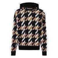 Organic-cotton relaxed-fit hoodie with houndstooth knit, Hugo boss