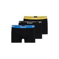 Three-pack of stretch-cotton trunks with logo waistbands, Hugo boss