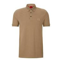 Cotton-piqué slim-fit polo shirt with logo badge, Hugo boss
