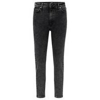 High-waisted jeans in black comfort-stretch denim, Hugo boss