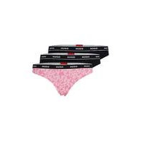 Three-pack of stretch-cotton thongs with logo waistbands, Hugo boss