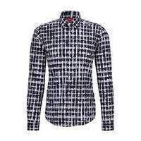 Slim-fit shirt in printed organic cotton with stretch, Hugo boss