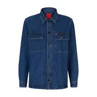 Oversized-fit overshirt in cotton denim and logo detail, Hugo boss