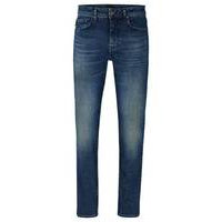 Tapered-fit jeans in blue comfort-stretch denim, Hugo boss