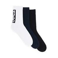 Three-pack of cotton-blend short socks with branding, Hugo boss