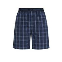 Cotton-poplin pyjama shorts with check pattern, Hugo boss