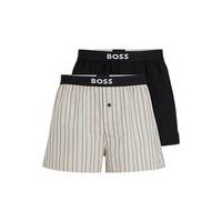 Two-pack of cotton pyjama shorts with logo waistbands, Hugo boss