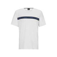 Stretch-cotton pyjama T-shirt with branded stripe, Hugo boss