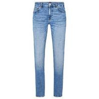 Regular-fit jeans in mid-blue Italian stretch denim, Hugo boss