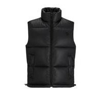 Water-repellent gilet in faux leather with stacked-logo hardware, Hugo boss