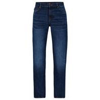 Regular-fit jeans in mid-washed indigo rigid denim, Hugo boss