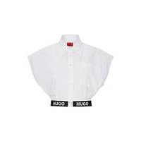 Organic-cotton blouse with logo waistband, Hugo boss