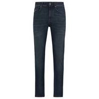 Tapered-fit jeans in grey-cast super-stretch denim, Hugo boss